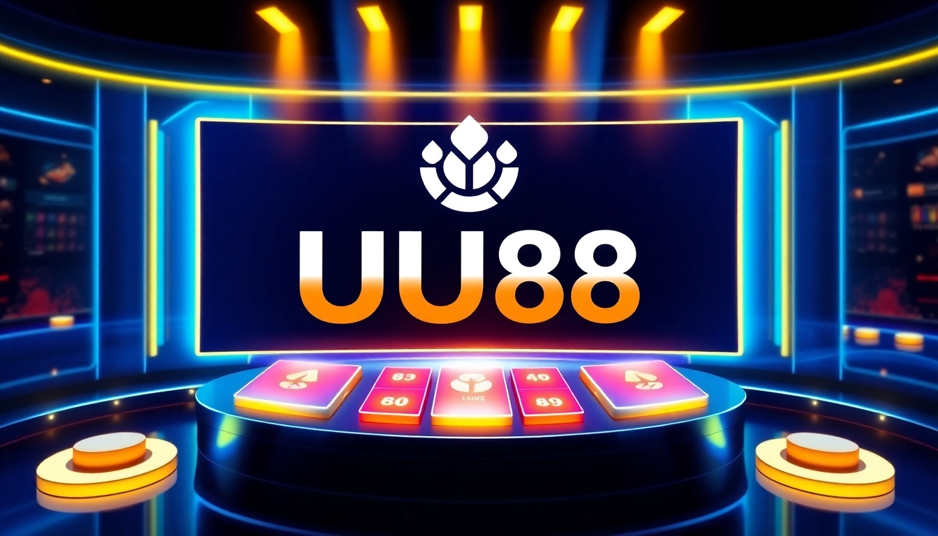 Official UU88 online casino platform showcasing secure login and engaging gaming visuals to attract players.