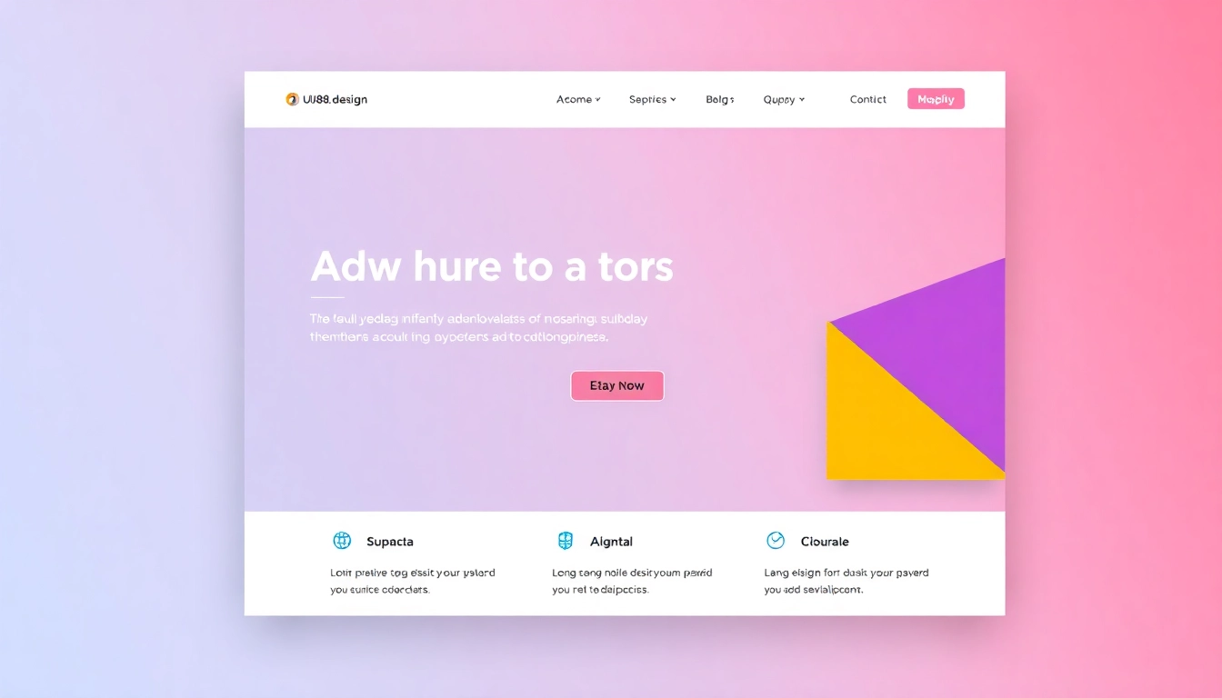 Design concept for https://uu88.design/ featuring sleek, modern interface with vibrant accents and user-friendly layout, emphasizing digital professionalism.