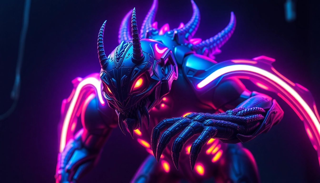 Close-up of a striking 789f.monster with metallic scales, glowing eyes, and an intense expression, highlighting its unique features for 789f.monster website.