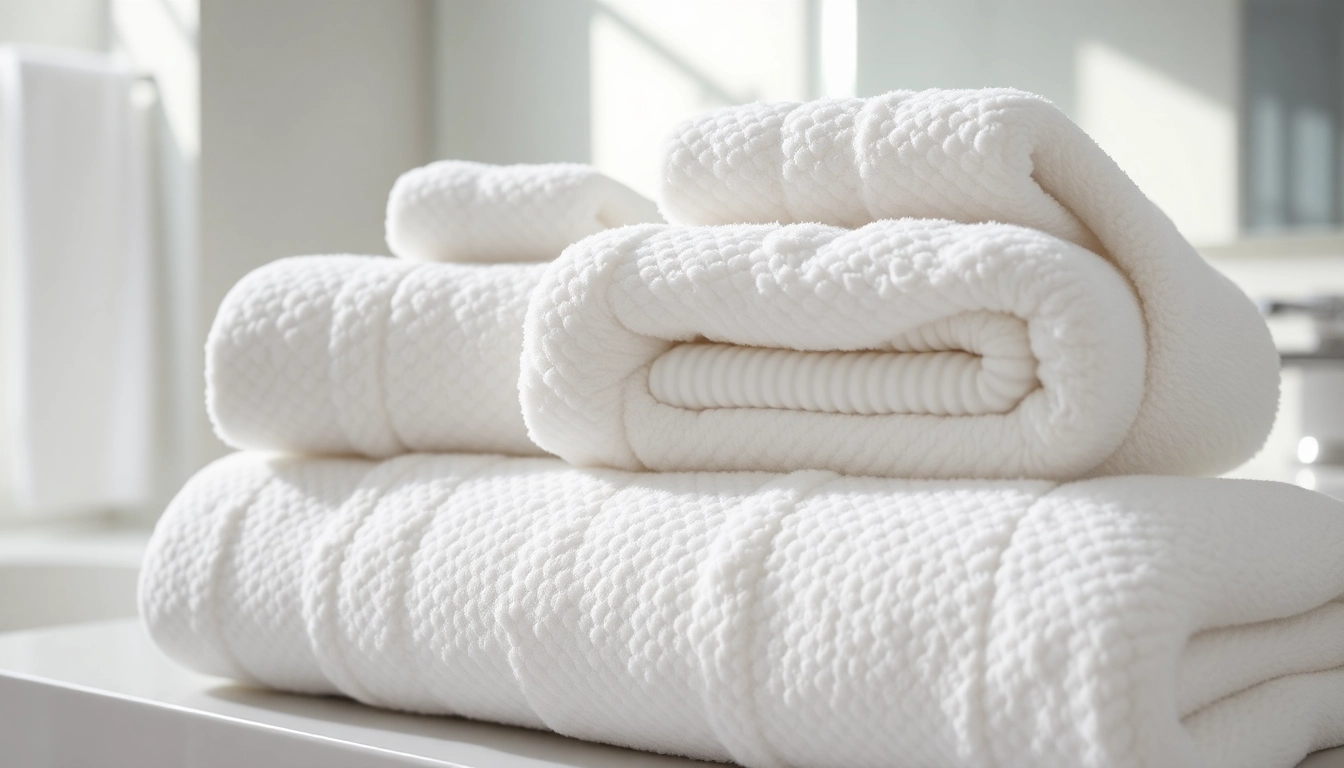 Trusted hotel towel supplier showcasing plush, absorbent towels in a luxury hotel bathroom for superior guest comfort.