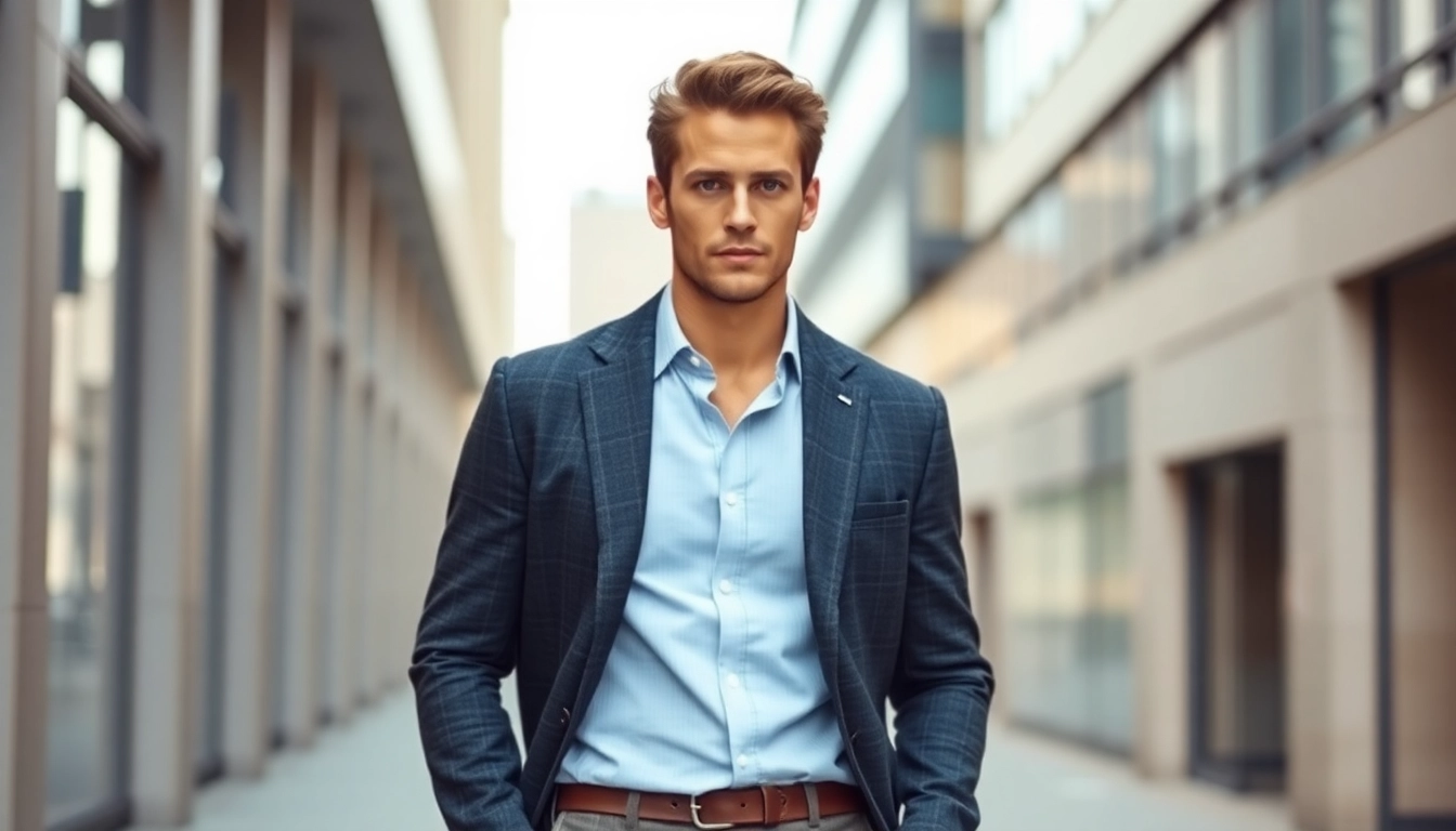 Stylish trousers for men displayed on a model, highlighting comfort and modern design in casual wear.