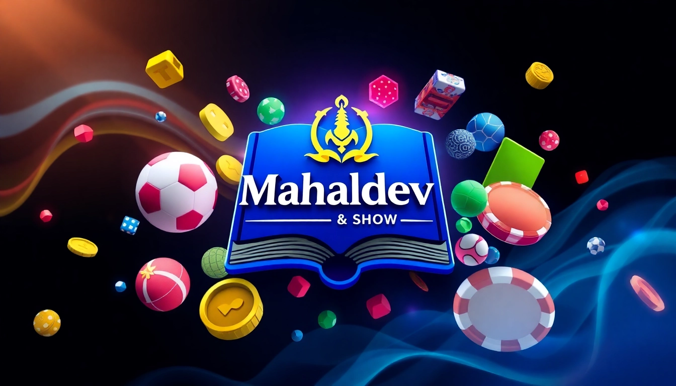 Mahadev book betting platform logo with sports and casino icons, emphasizing trust and security
