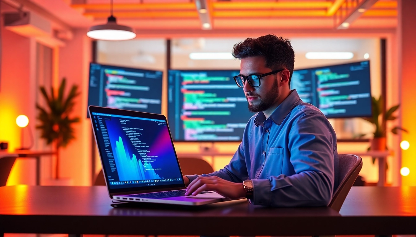 Skilled developer building Next.js applications in a modern tech workspace to enhance freelance
