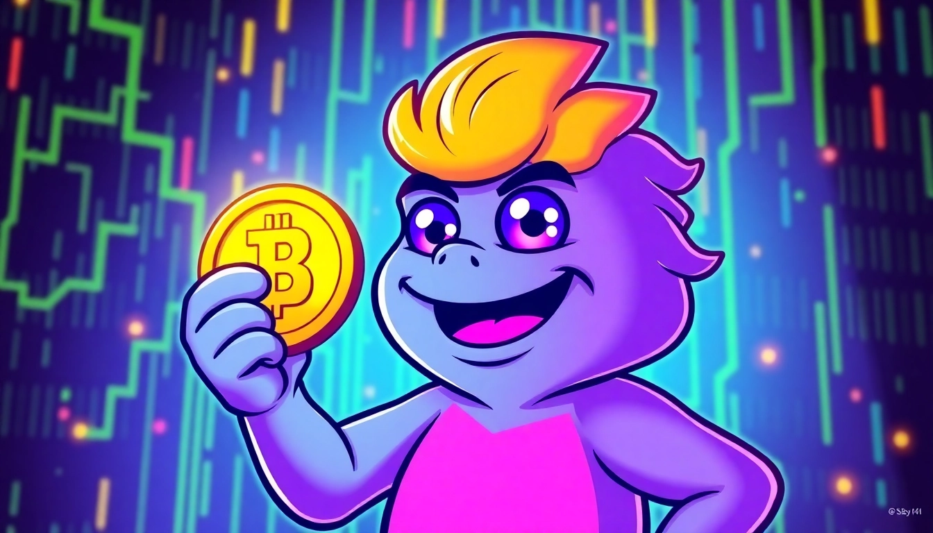 Dynamic graphic of a Crypto Meme Coin featuring Pepe meme with blockchain elements and vibrant