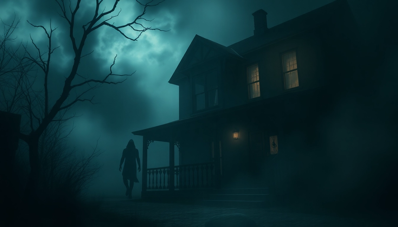 Thumbnail of a creepy horror video scene showing a shadowy figure in a dark forest, designed to capture attention and evoke fear for viewers seeking horror videos online.
