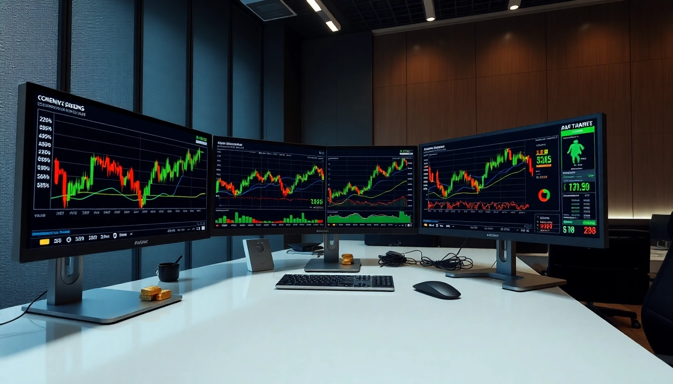 Trading Investment News highlights stock and gold market updates with financial data and charts
