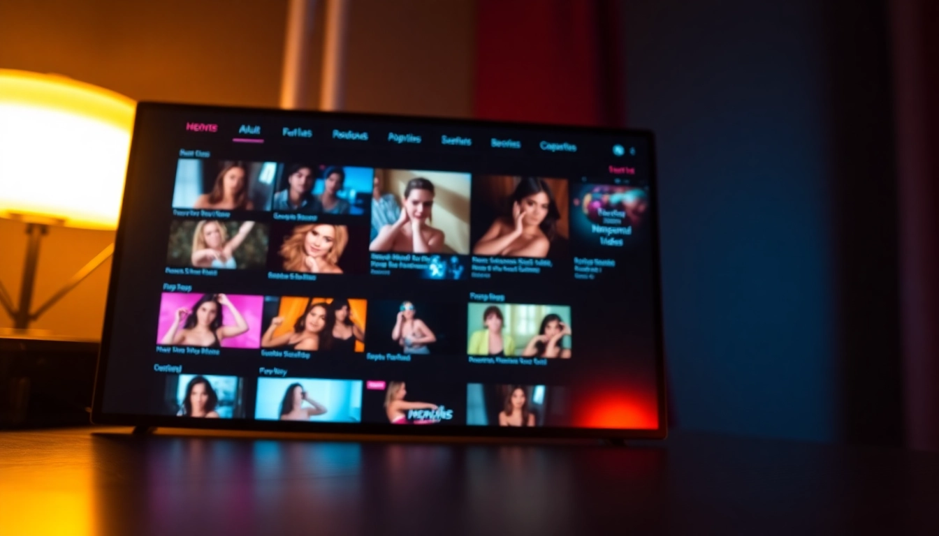 Homepage of an adult entertainment website with video thumbnails and sleek design