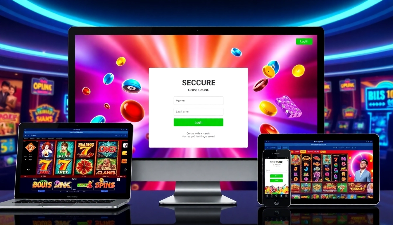 Hengongbet online casino platform showing secure login on mobile and desktop devices with