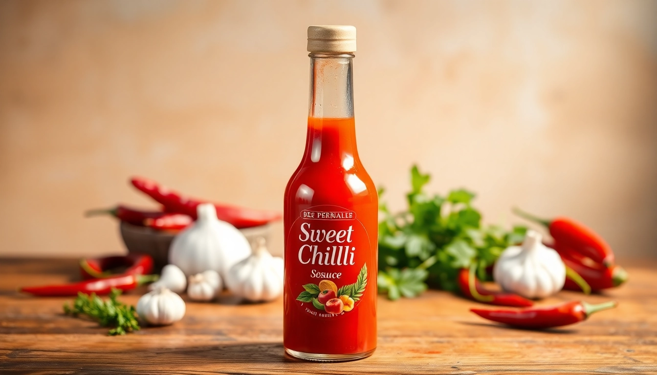 Sweet Chilli Sauce being drizzled over a plate of grilled vegetables for added flavor and