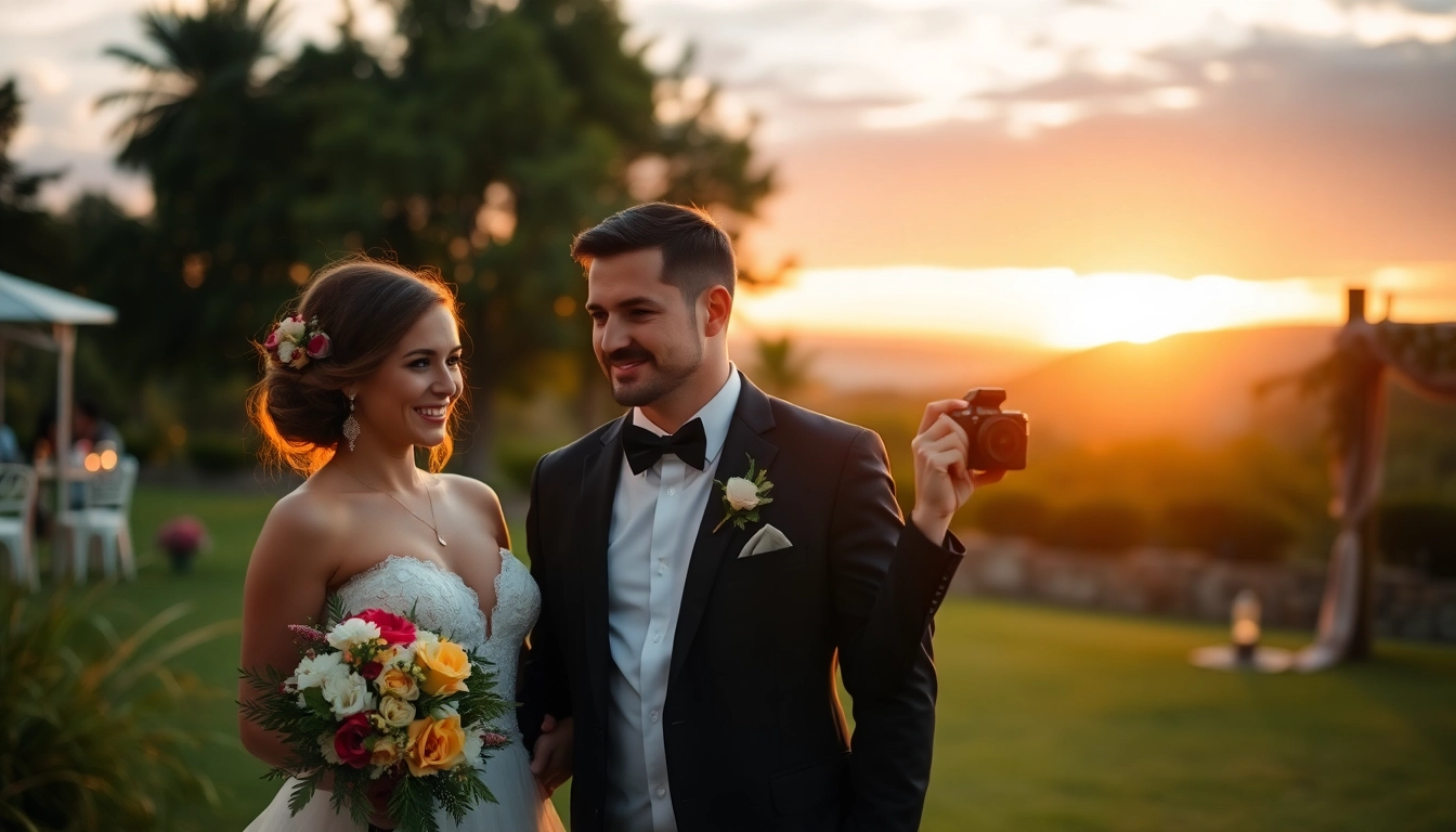 Professional photographer capturing natural eskuvoi fotozas moments of bride and groom in